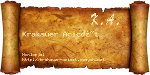 Krakauer Acicét névjegykártya